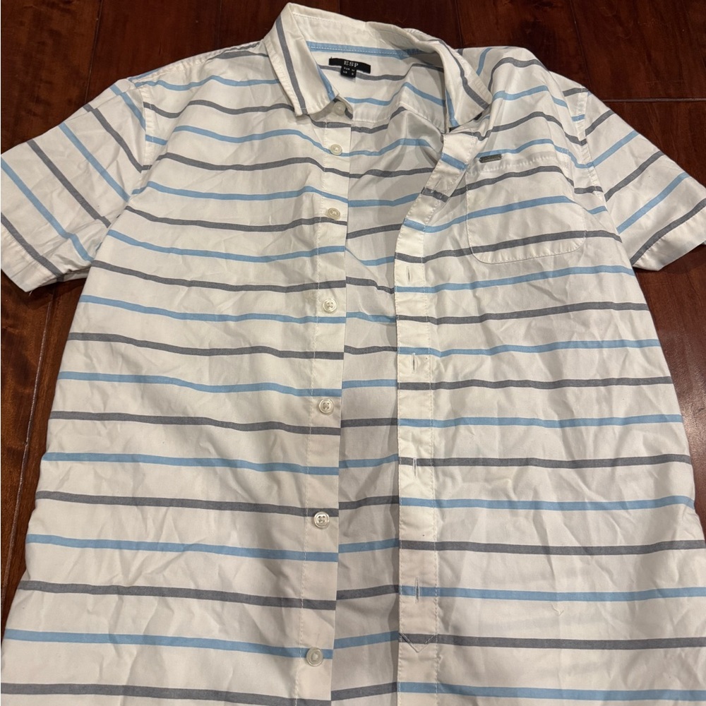 Short Sleeve Striped Button Down